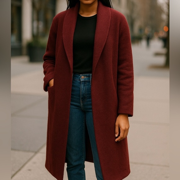 Ann Taylor Jackets & Blazers - Ann Taylor burgundy long winter chic coat